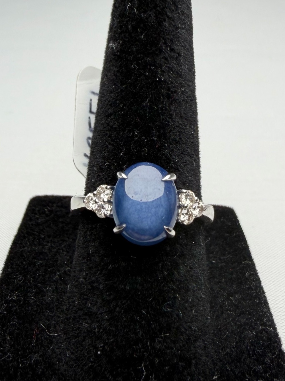 Natural Blue Sapphire & Natural Diamond Ring 3.52ct Sterling Silver Size 6.5